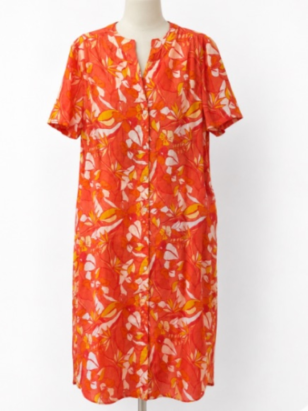C&C California Size Medium Pocketed Button Down Linen Blend Shirt Dress